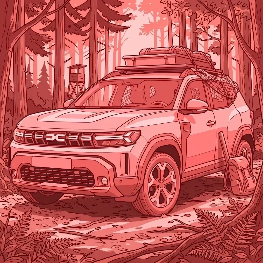 Dacia Duster als zuverlässiges Fahrzeug für die Jagd in der Natur.